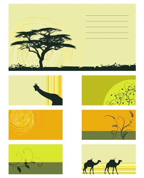 卡-矢量集合-植物和动物 — 图库矢量图片