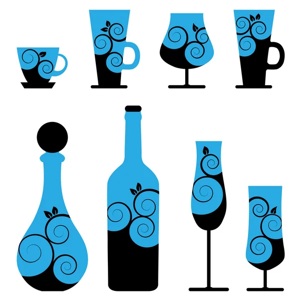 Vin vecteur et verres à cocktail — Image vectorielle