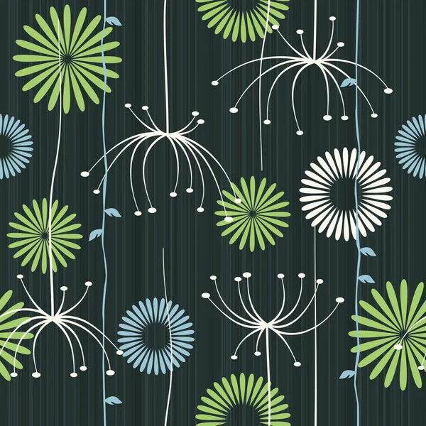 Retro floral seamless background with dandelion — Stock Vector