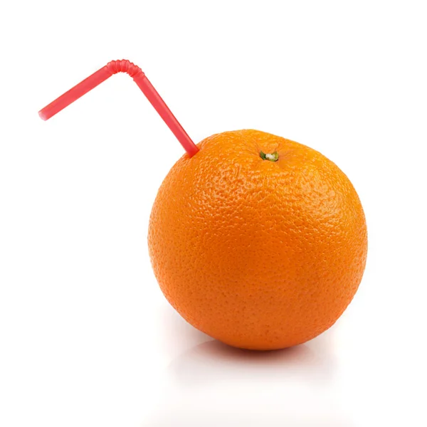 Oranje met stro — Stockfoto