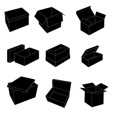 Black and white boxes clipart