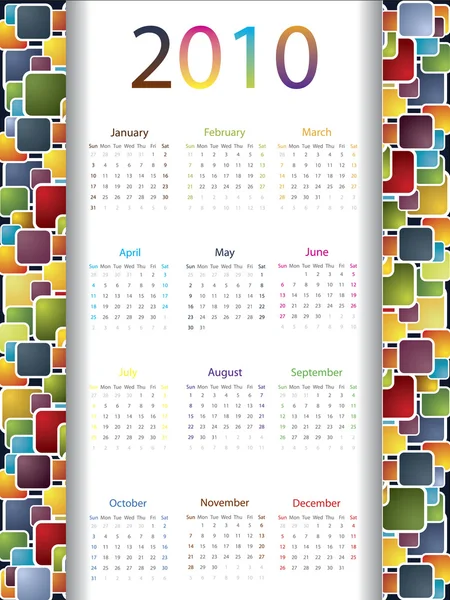 Kleurrijke kalender 2010 — Stockvector
