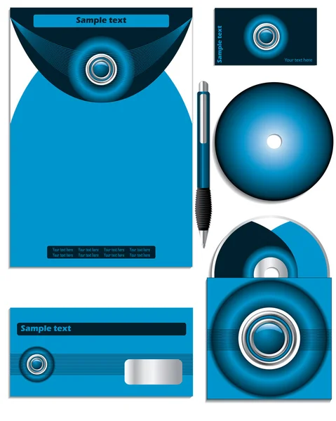 Ensemble vectoriel entreprise bleu foncé et lumineux — Image vectorielle