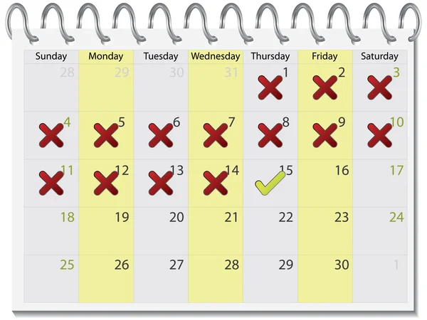 Teek en kruis kalender 2010 april — Stockvector
