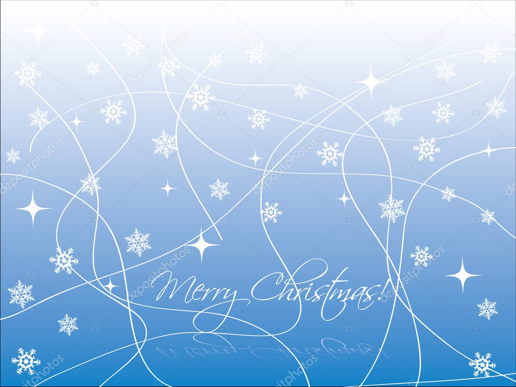 Blue christmas card with flakes
