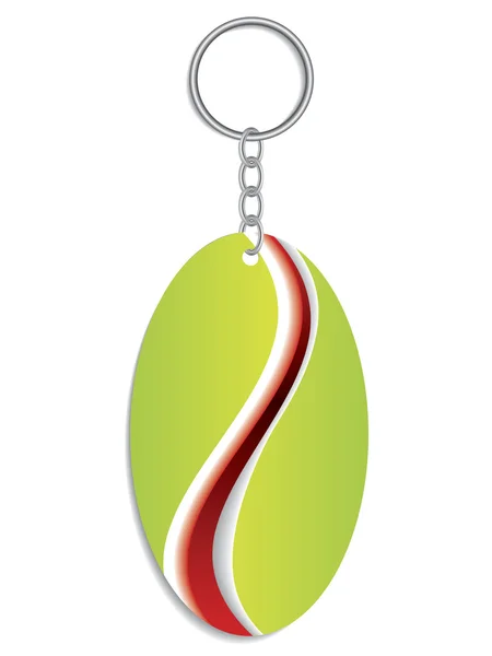 Grüner Schlüsselanhänger mit rotem und weißem Streifen — Stockvektor