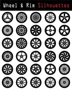 Wheel & Rim silhouettes clipart