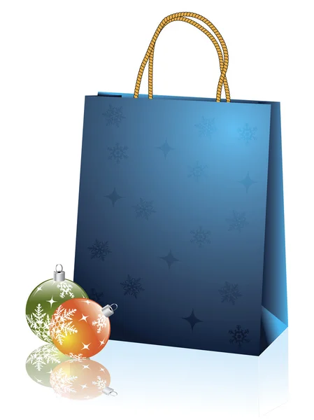 Blue christmas bag — Stock Vector