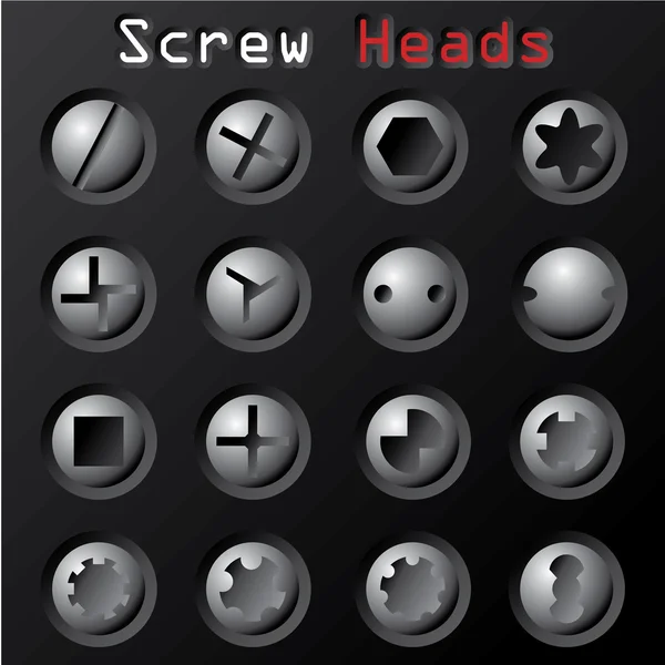 Screw Heads — Stock Vector
