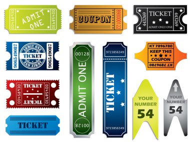 Various ticket set clipart