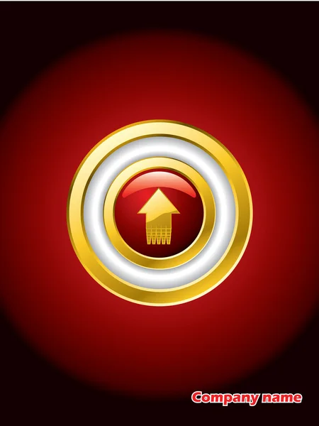 Aller vers le haut or garni bouton rouge — Image vectorielle