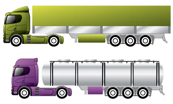 Europäische Lastkraftwagen mit Anhänger — Stockvektor