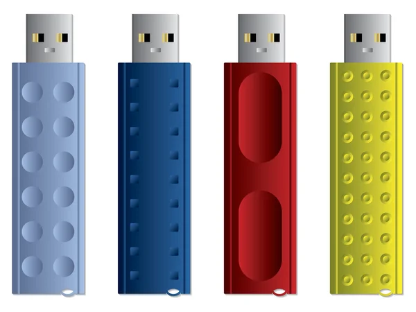 Conjunto de varias memorias USB 3 — Vector de stock