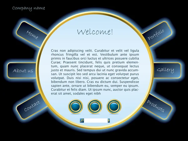 Чорно-синій з золотим веб-сайтом — стоковий вектор