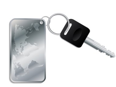 Key with steel map keyholder clipart