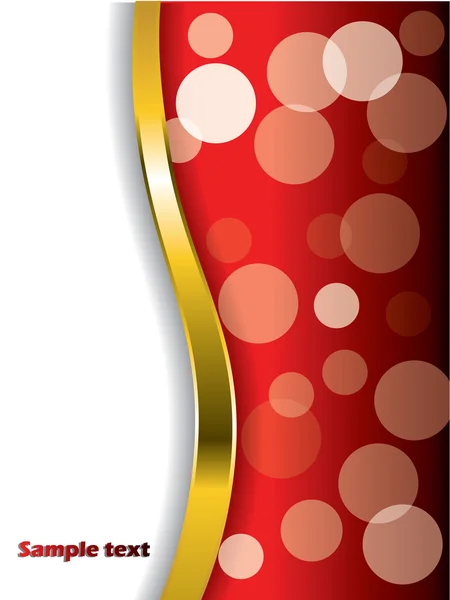 Burbujas frescas en rojo con ola de oro — Vector de stock