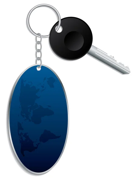 World map keyholder with key — Stock Vector