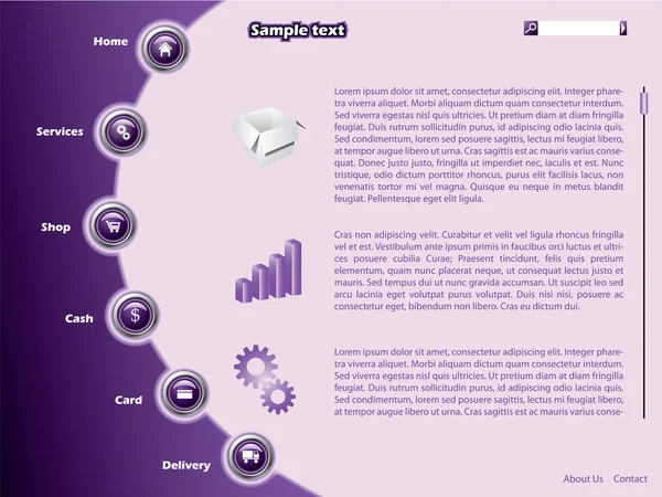 Modèle de site Web violet — Image vectorielle