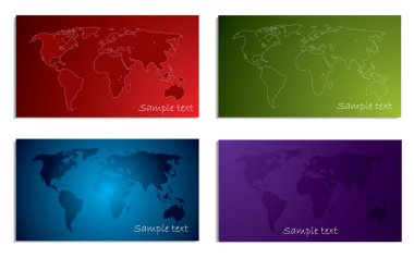 World map business card set clipart