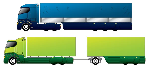 Aerodynamic trucks with trailers — Stock Vector