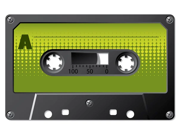 Cassette verde semitono etiquetado — Vector de stock