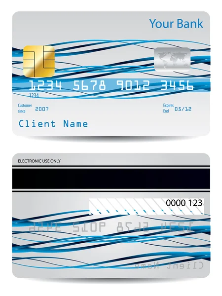 Blue ribbons credit card — Stock Vector