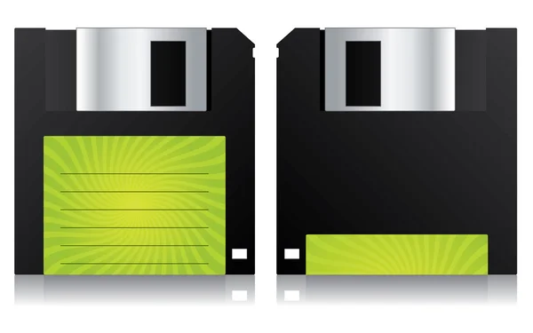 Floppy avec étiquette verte — Image vectorielle