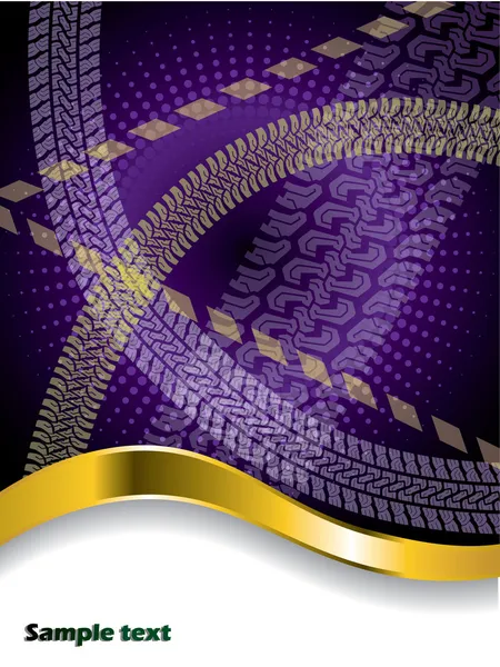 Diverses bandes de roulement de pneus sur fond violet — Image vectorielle
