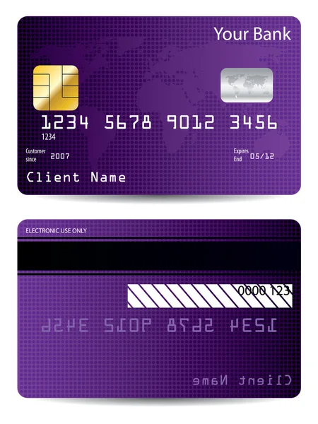 Lila världen kreditkort — Stock vektor