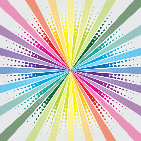 Explosão do arco-íris com meio-tom — Vetor de Stock