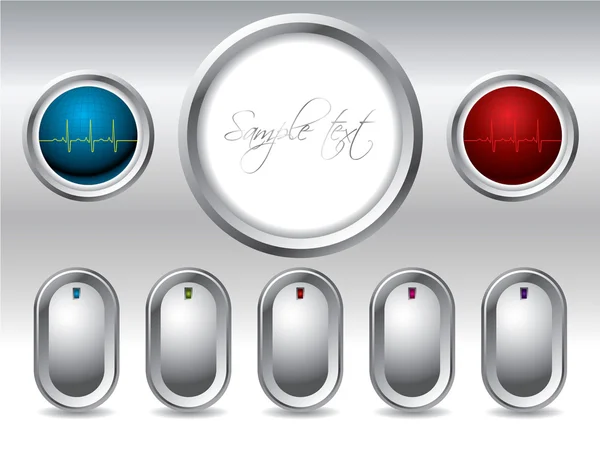 Ekg ve görüntü düğmesi ile serin düğmeleri — Stok Vektör