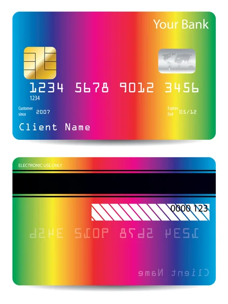 레인 보우 은행 카드 디자인 — 스톡 벡터
