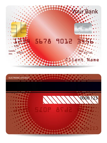Projekt karty kredytowej czerwony półtonów — Wektor stockowy