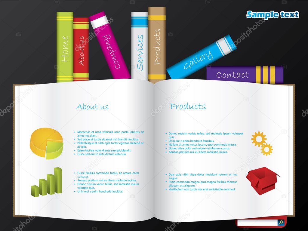 Books web template with vivid colors