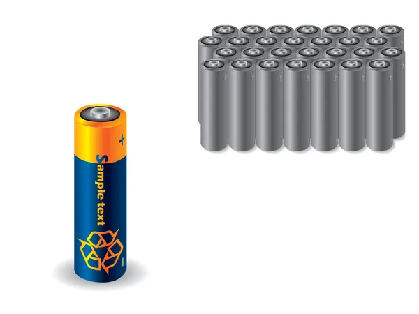 Recyclingbatterie gegen alte Batterien — Stockvektor