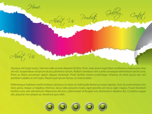 Zerrissene Website-Vorlage mit Regenbogenfarbe — Stockvektor