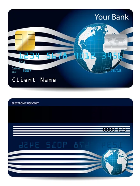 Coole Kreditkarte mit Globus — Stockvektor