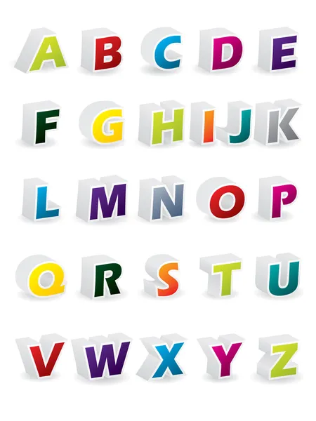 Alfabeto 3d coloreado — Vector de stock