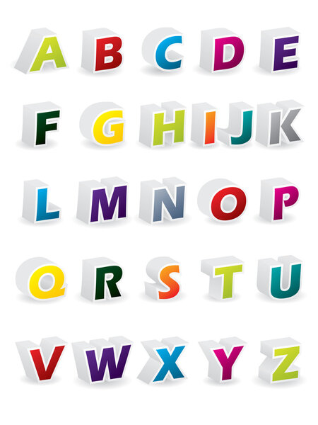 Colored 3d alphabet