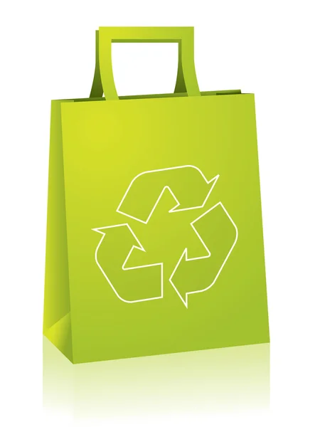 Einkaufstasche mit Recyclingschild — Stockvektor