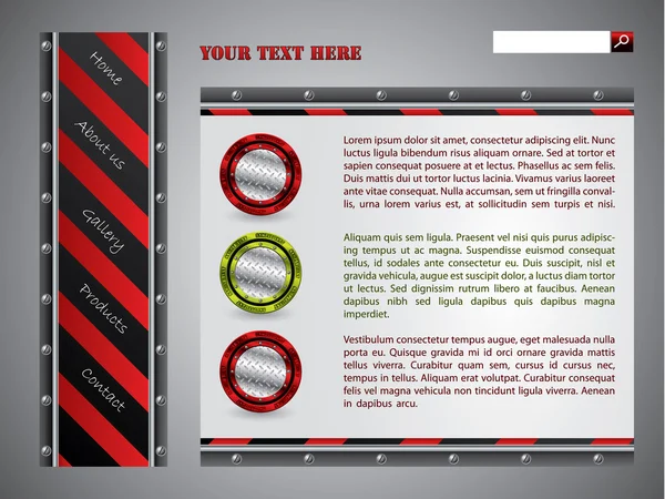 Modèle de site Web à rayures rouges — Image vectorielle