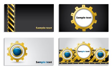 Cogwheel design business cards clipart