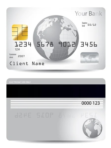 Gray globe credit card — Stock Vector