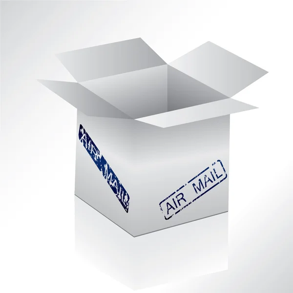 Caixa com selo de correio aéreo — Vetor de Stock