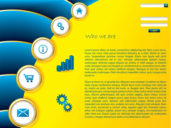 Modelo de web amarelo com efeito de onda azul —  Vetores de Stock