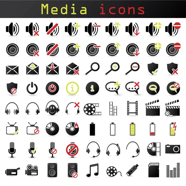 Media ikoner — Stock vektor