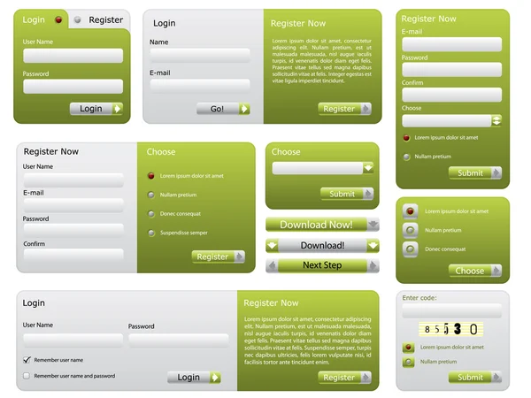 Gröna webbplats form set — Stock vektor