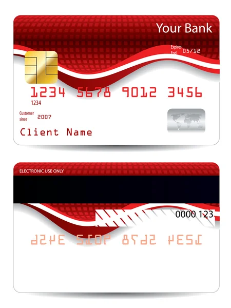 Soyut kırmızı tasarım kredi kartı — Stok Vektör