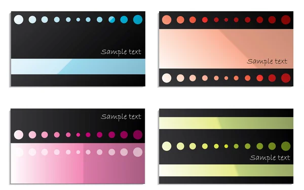 Cartes noires avec bandes et cercles de couleur — Image vectorielle