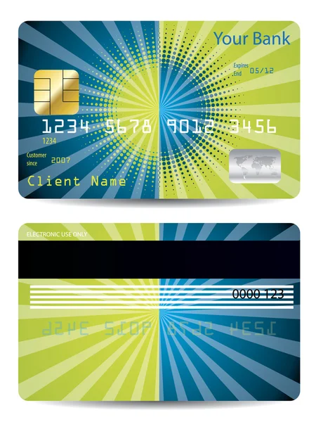 Halftone with burst credit card — Stock Vector